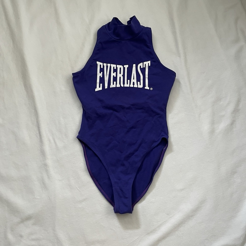 Vintage Everlast Women's Purple Racerback Athletic Romper Bodysuit M Activewear
